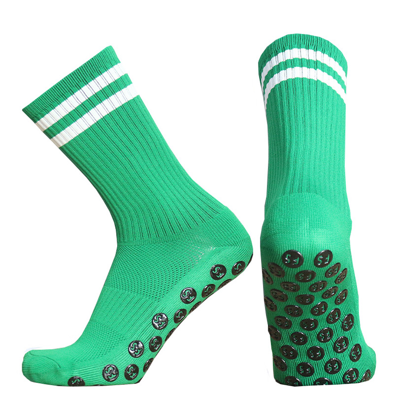Sport Mannen Vrouwen Anti Slip Fs Voetbal Sokken Baseball Rugby Grip Voetbal Sokken: FS stripe green