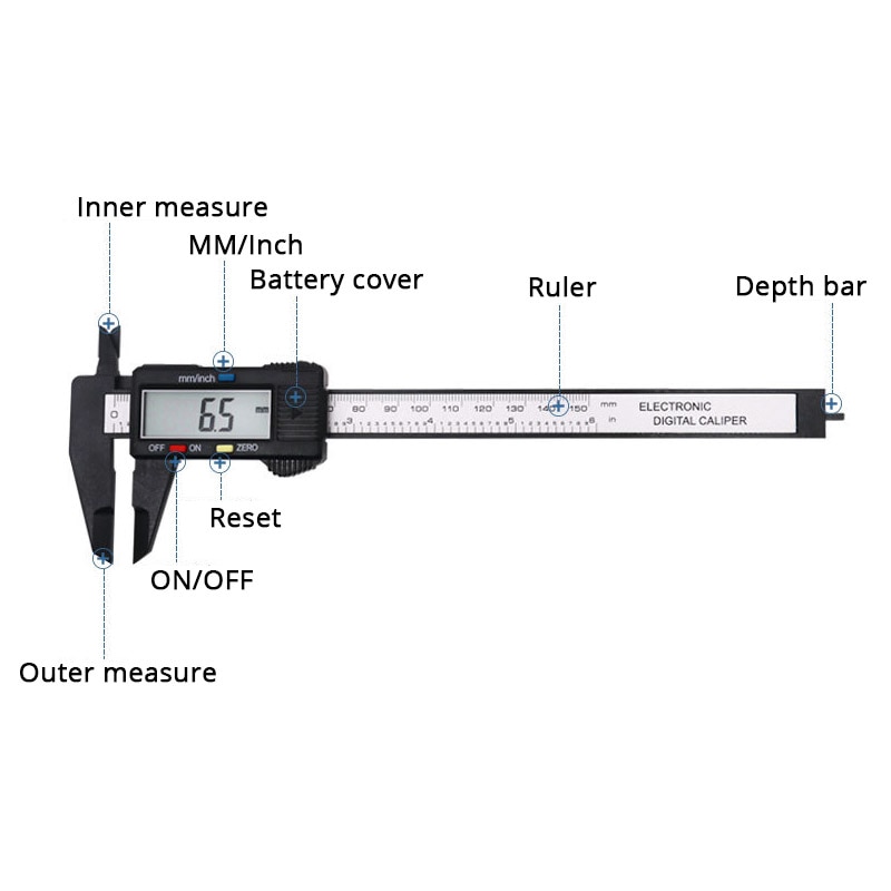 Pied à coulisse électronique numérique LCD 0-150mm, micromètre à Fiber de 6 pouces, outil de mesure précis, règle de paquimètre numérique