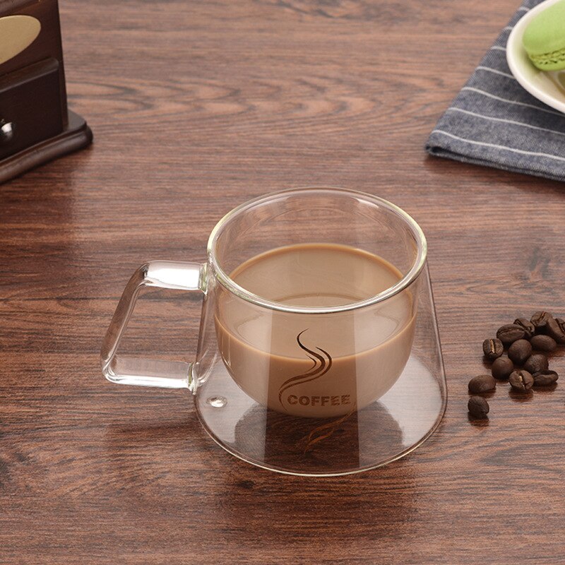 Dobbelt lag glas krus kontor hjemmebord kop varmeisolering te mælk kaffe krus bord krus drinkware