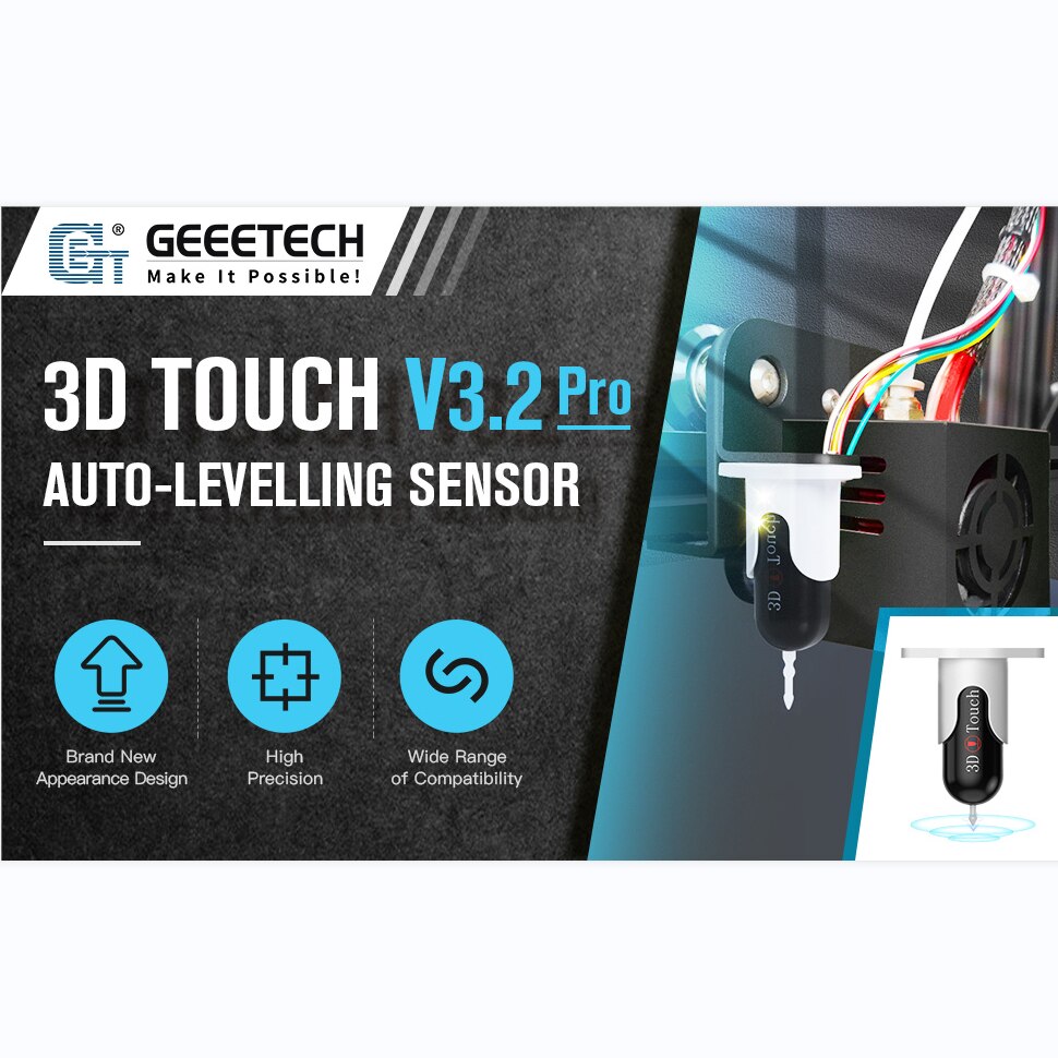 GEEETECH – pièces d&#39;imprimante 3D, capteur de nivellement automatique, 3D Touch V3.2 Pro, haute précision, 4 jeux d&#39;écrous de nivellement en alliage d&#39;aluminium avec 2 câbles