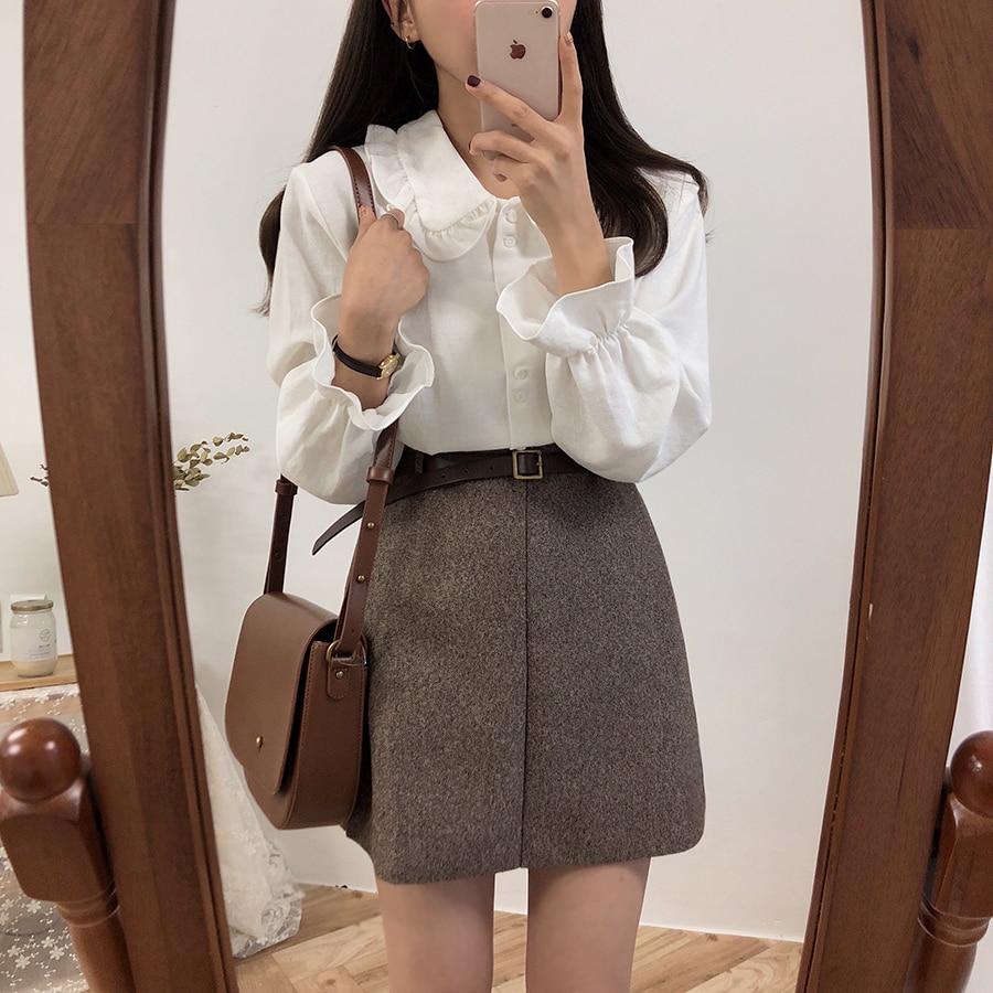 Chemisier blanc à manches longues pour femme, décontracté, ample, grande taille, pour l'automne et l'été