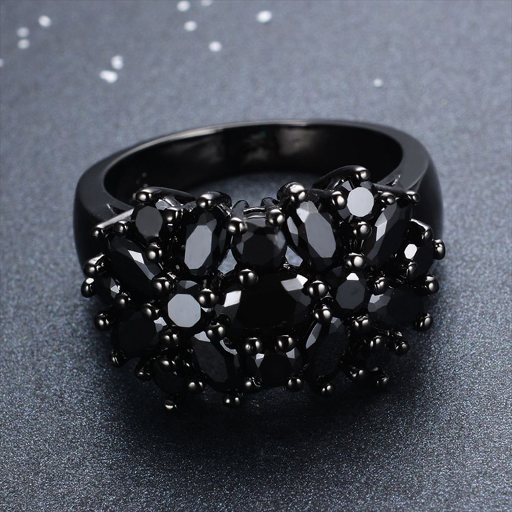 Bague incrustée de cuivre unique pour hommes et femmes, matiques de mariage ovales noires, bijoux de bordure, unique,