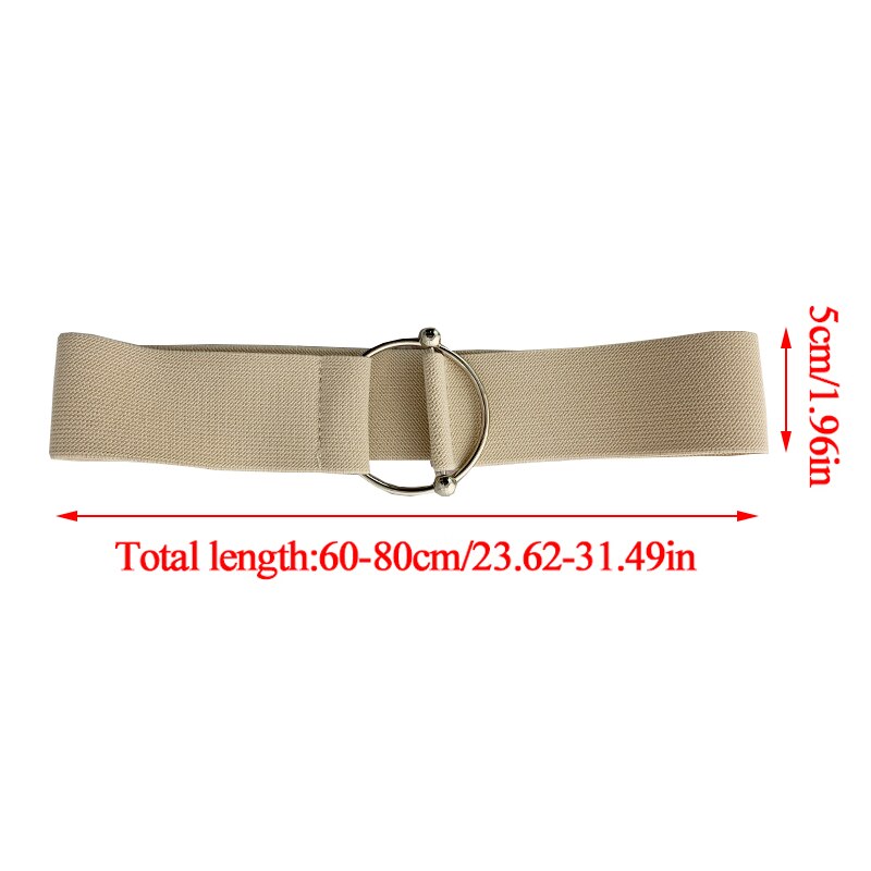 Brede elastische damesriem met effen kleur, accessoires voor jurkriemen, rekbare ronde metalen gespen, dames taillebandaccessoires