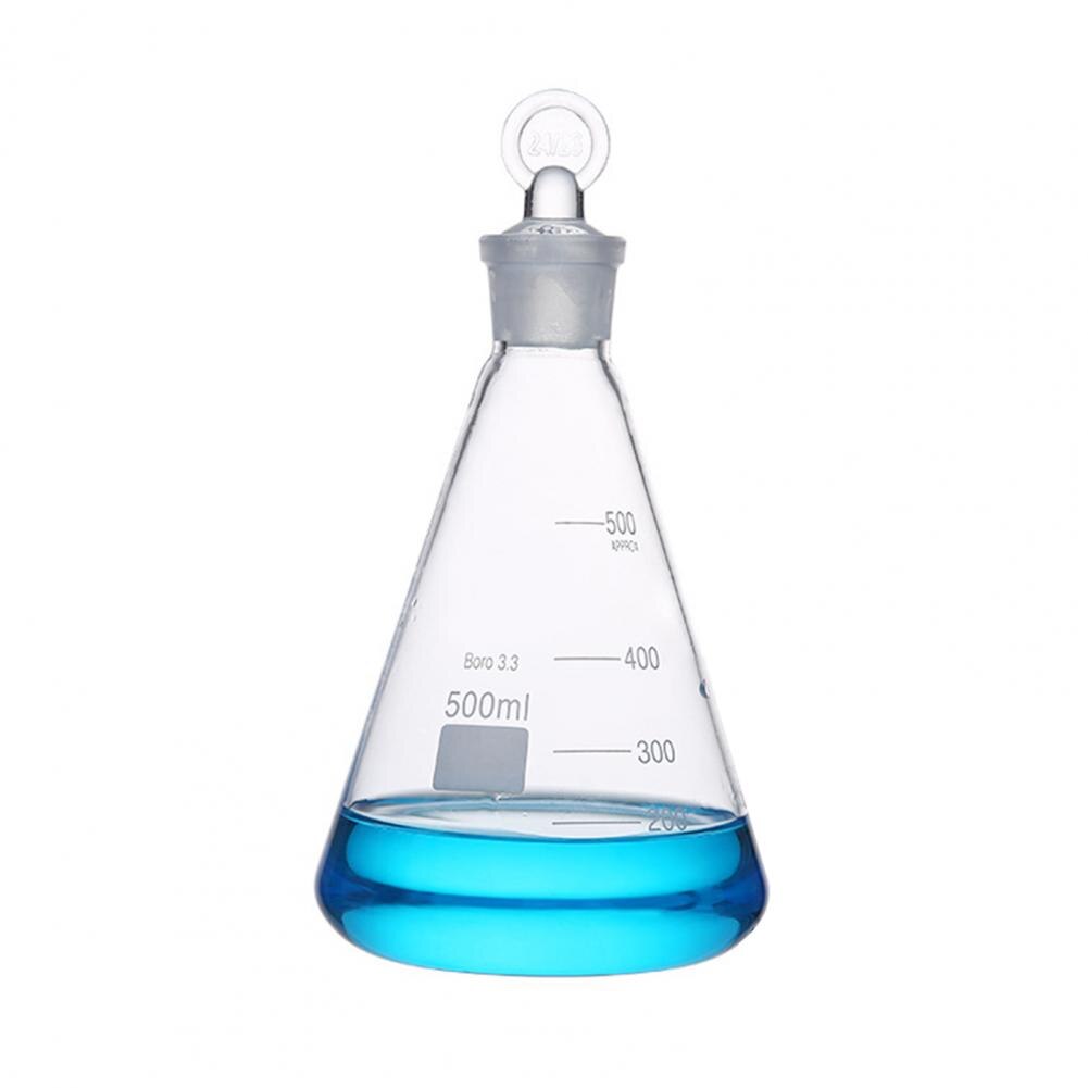 ! Frasco cónico triangular de cristal sin plomo para laboratorio, con tapón, abertura estrecha, 50-1000ml: 500ml