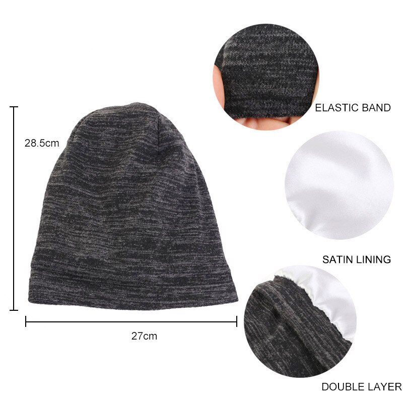 unisex donna uomo cappello da notte gonfio berretto fodera in raso notte berretto da notte cura dei capelli cofano copertura per la perdita dei capelli cappellino da notte Maglione cappelli