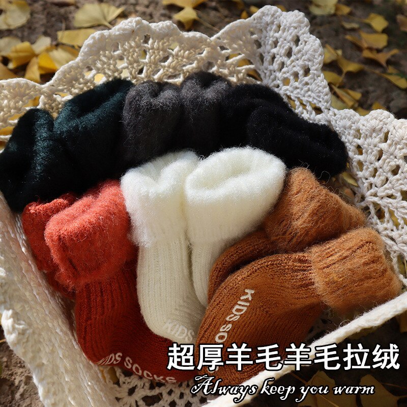 Plus Fluwelen Warme Sokken Kinderen Peuter Meisjes Sokjes Voor Kinderen Anti-Slip Vloer Sokken Jongens Sport Sokken Kerst baby Sokken