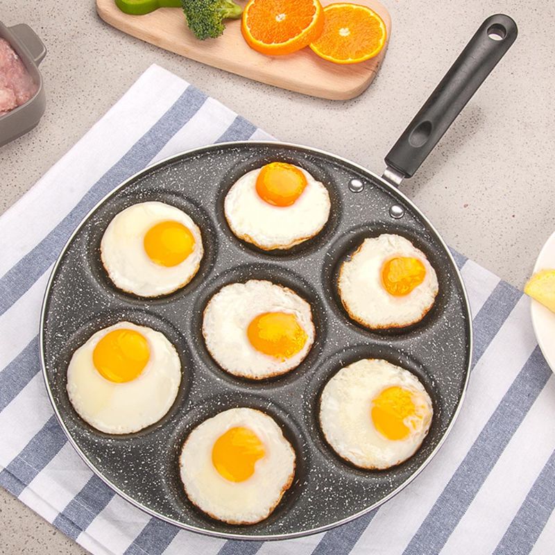 7 Holes Eggs Frying Pot Omelet Pan Non-stick Egg Pancake Steak Omelette Pans Kitchen Cooking Breakfast Maker