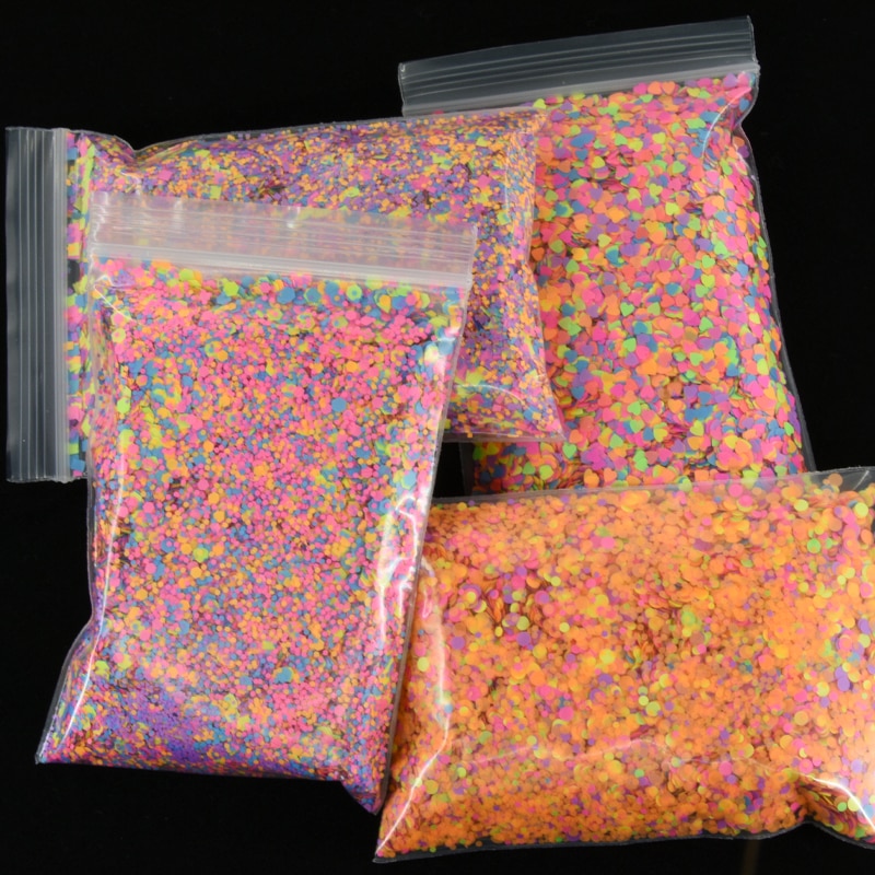 4 Stijlen 50 Gram/zak Regenboog Neon Baksteen Vorm Glitters 1Mm-4Mm Multi-color Neon, nail Art, Uv Hars, Shakers, Hars Kunst