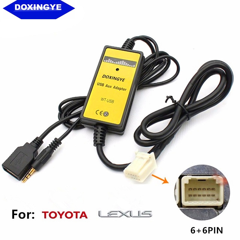 DOXINGYE Car USB AUX MP3 Player CD Changer Adapter With 3.5mm AUX In Input for TOYOTA LEXUS Corolla RAV4 Camry 6 + 6PIN