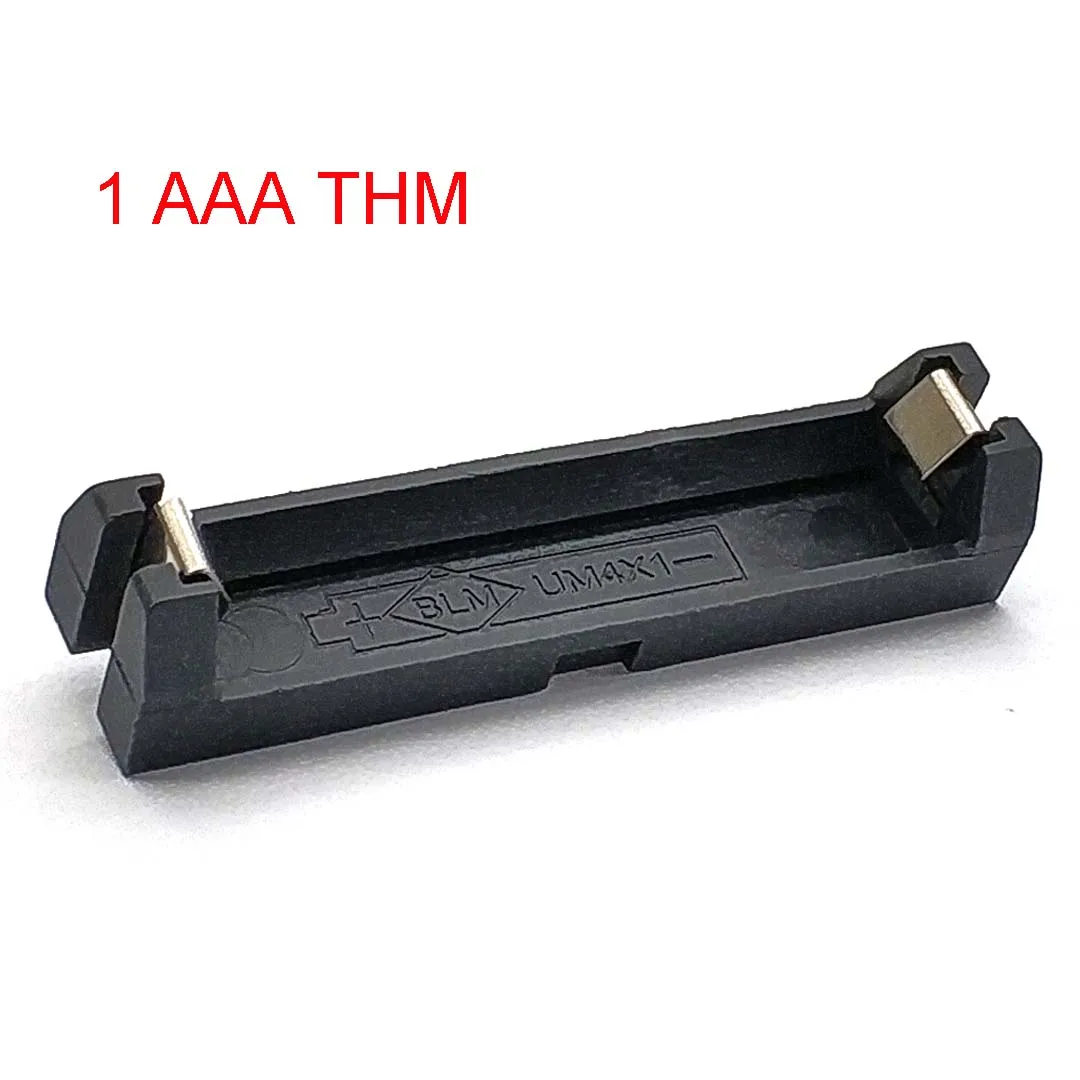 Alta qualidade 1/2 slot aaa suporte de bateria smd smt caixa de bateria com pinos de bronze diy caixa de mola de bateria de lítio: Preto
