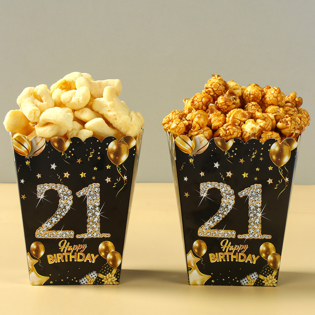 Black Gold Birthday Popcorn Box 18 years old Birthday Party Decor 18th 30th 40th 50th 60th Birthday Party Supplies Anniversary