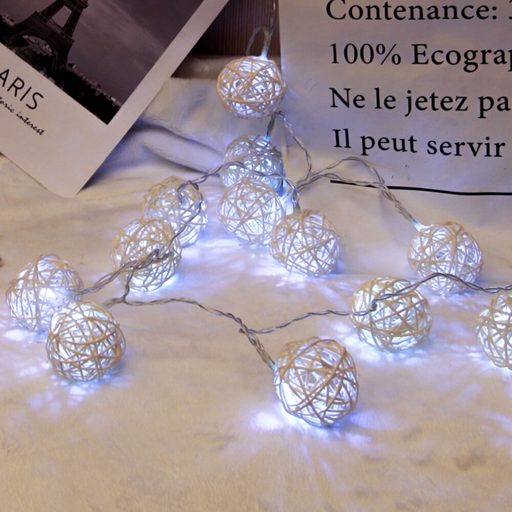 LED String Lights Rattan Ball Garlands Wedding Party Decor LED String Christmas Fairy Light For Outdoor 1.2m/2.5m/3m/5m