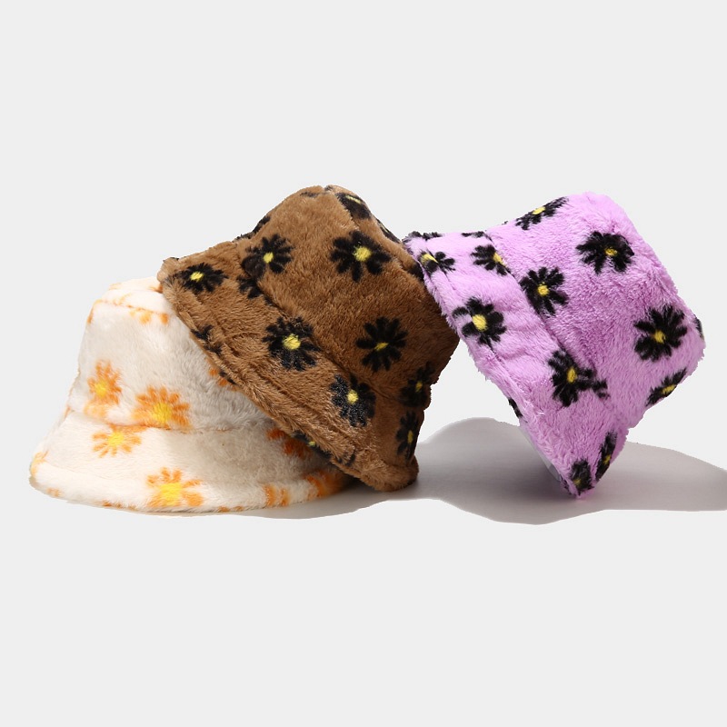 Chapeau seau à motif marguerite pour fille, Bob casquette Panama pour pêcheur, garde au pour l&#39;extérieur, automne et hiver
