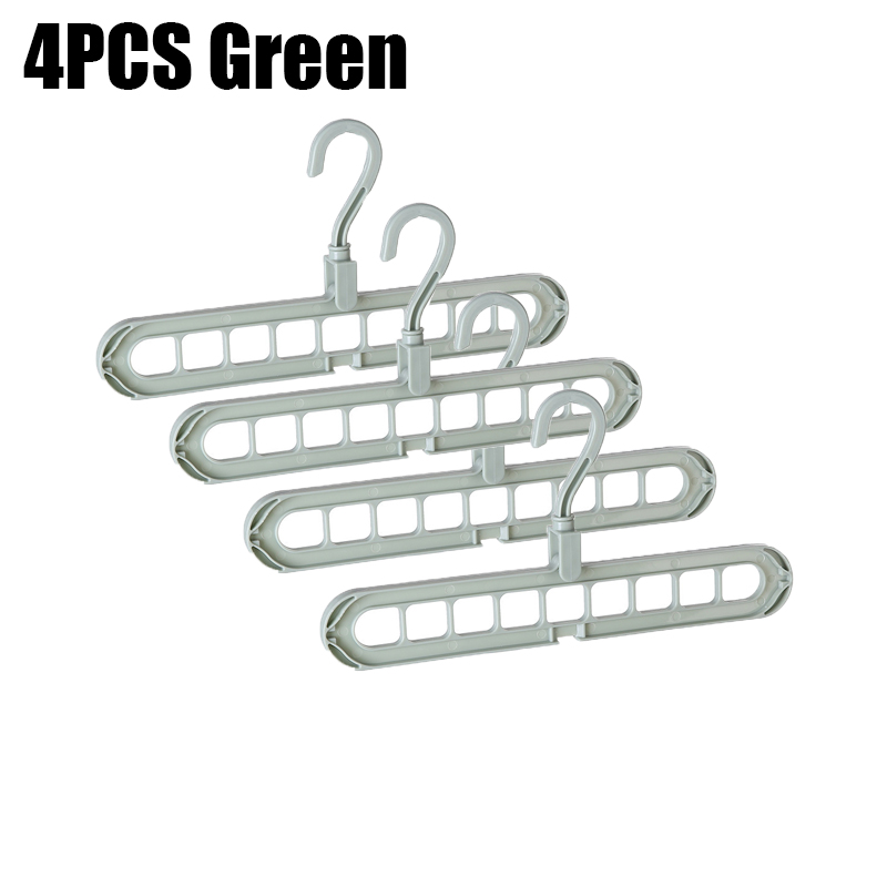 4 Magic Multi-port Support Hangers for Clothes Drying Racks Multifunction Plastic Clothes Rack Drying Hanger Storage Hangers: green 4pcs