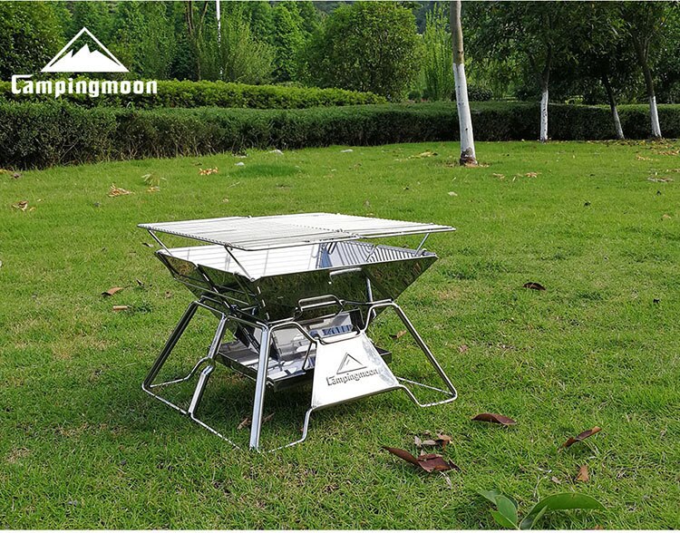 Family BBQ Grill 2-4 Person Outdoor Campingmoon MT-2 Stainless Steel BBQ Grill Portable Folding Grill Stove