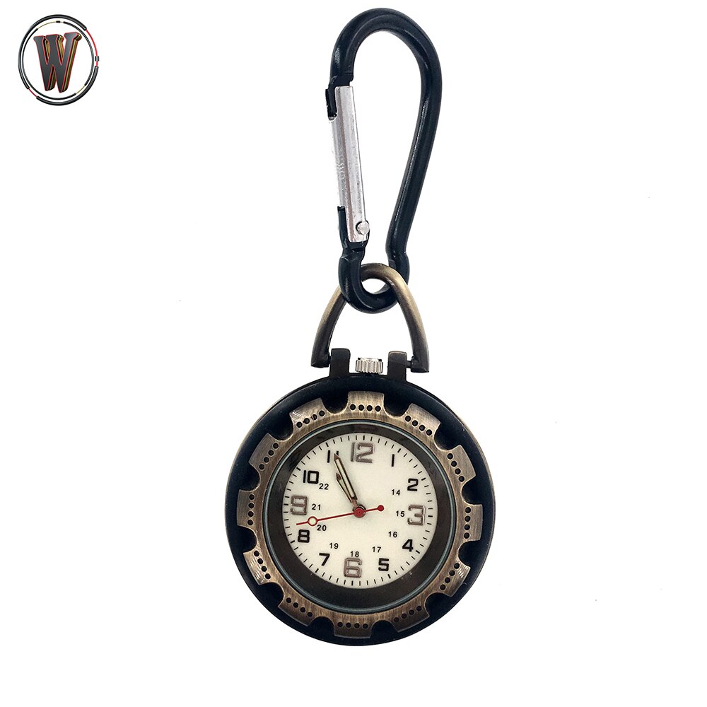 Vintga retro Glatte Schwarz Taschenuhr Bronze- Polnischen Quarz fob Taschenuhr Anhänger Karabiner Haken Clip Starke Leuchtende Uhr: Grün Bronze-