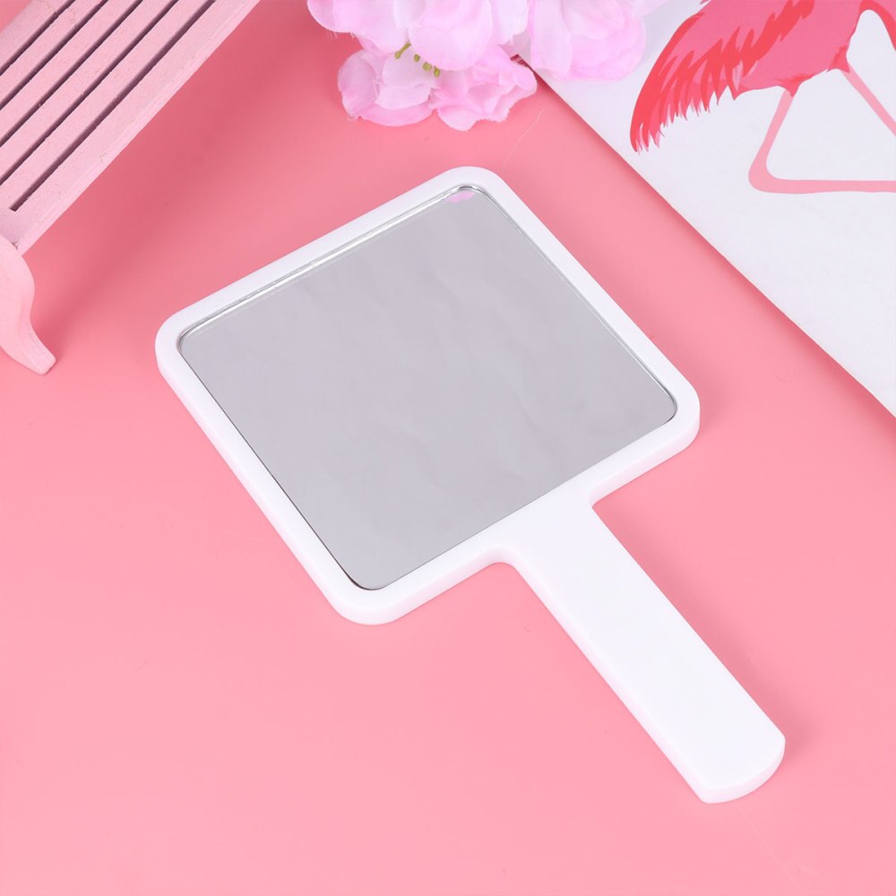 Handle Makeup Mirror Simple Practical Durable Small Makeup Mirror for Woman (White 90x160mm): Default Title