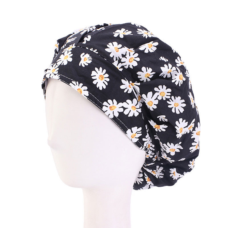 Scrubmutsen voor vrouwen, haarbedekking, bloemenprint, verstelbare zweetband, bouffantmutsen, katoenen hoeden, herbruikbare werkkleding, hoofddeksels