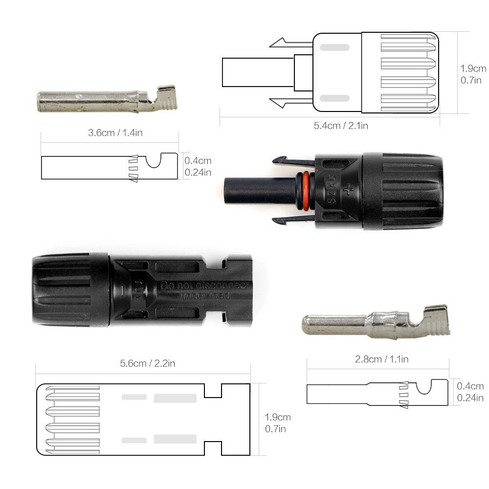 10 Pairs Solar Connectors PV Connectors (male and female) Solar Panel Wire Cable Terminals Waterproof Durable.