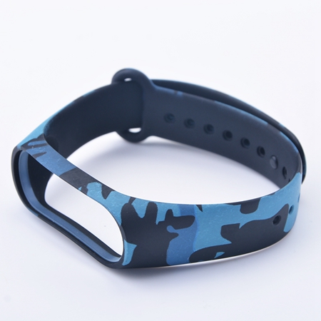 Correa de silicona para Xiaomi Mi band 3 y 4, Correa Universal de silicona con estampado de dibujos animados para pulsera inteligente Mi Band 3 y Mi band 4: Camouflage Blue