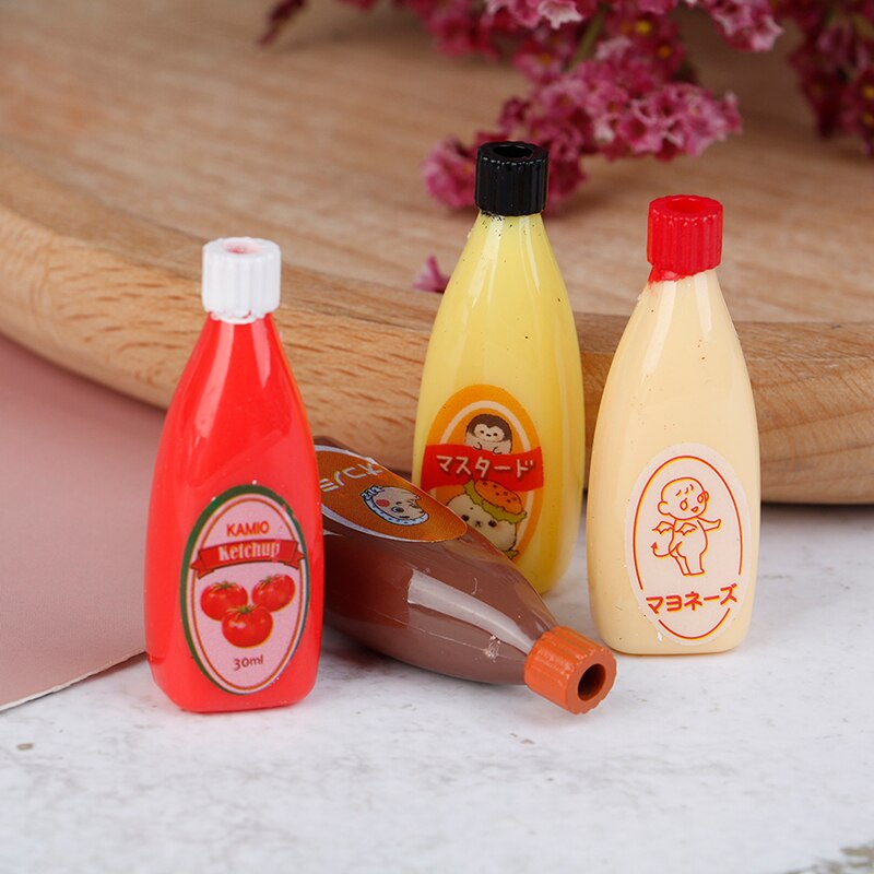 Food Mini Chocolate Sauce ketchup Jam Dolls Kitchen Toys 1:12 Dollhouse Miniature 15.6*12.5*42mm