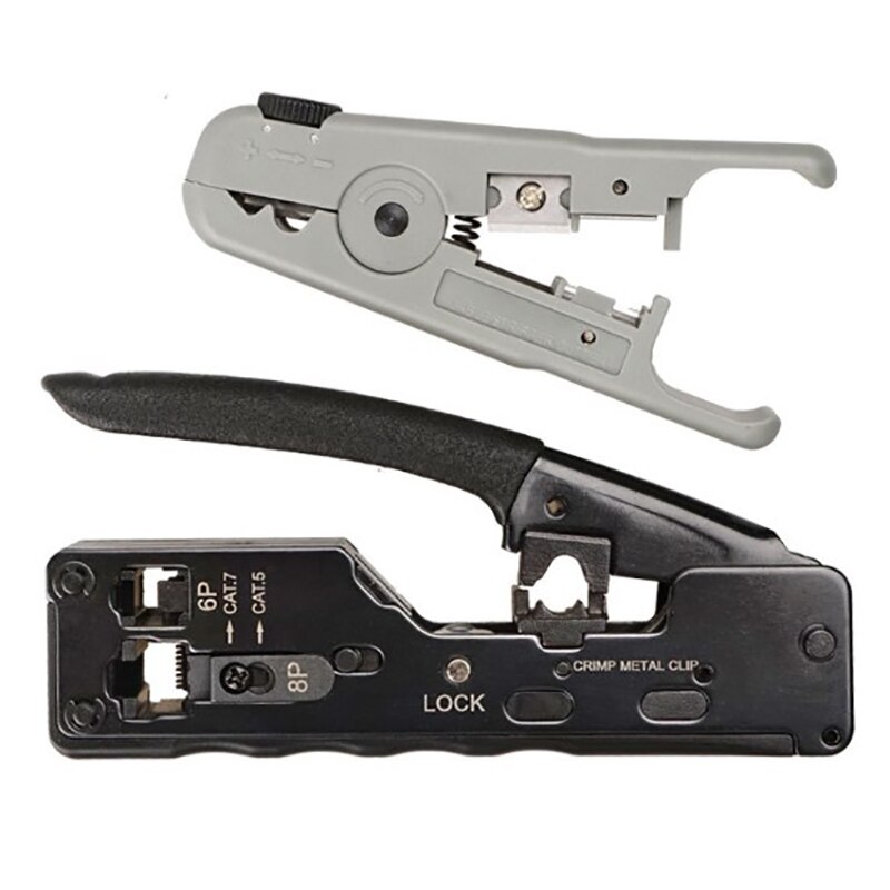 RJ45 Tool Network Crimper Tools for Cat7 Cat6 Cat5E Cat5 STP Plugs RJ45 Connector Cables Multifunction Crimp Metal Clip: Default Title