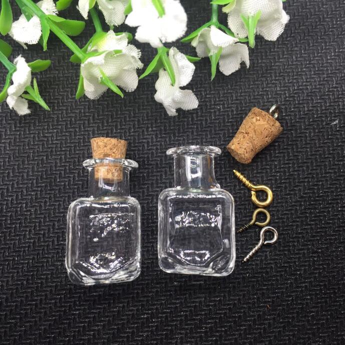 10pcs/lot round heart square stars Teardrop Shape Mini Glass bubble Bottles Jars with Cork stopper Wish Note Craft Bottle: Rose Gold Color