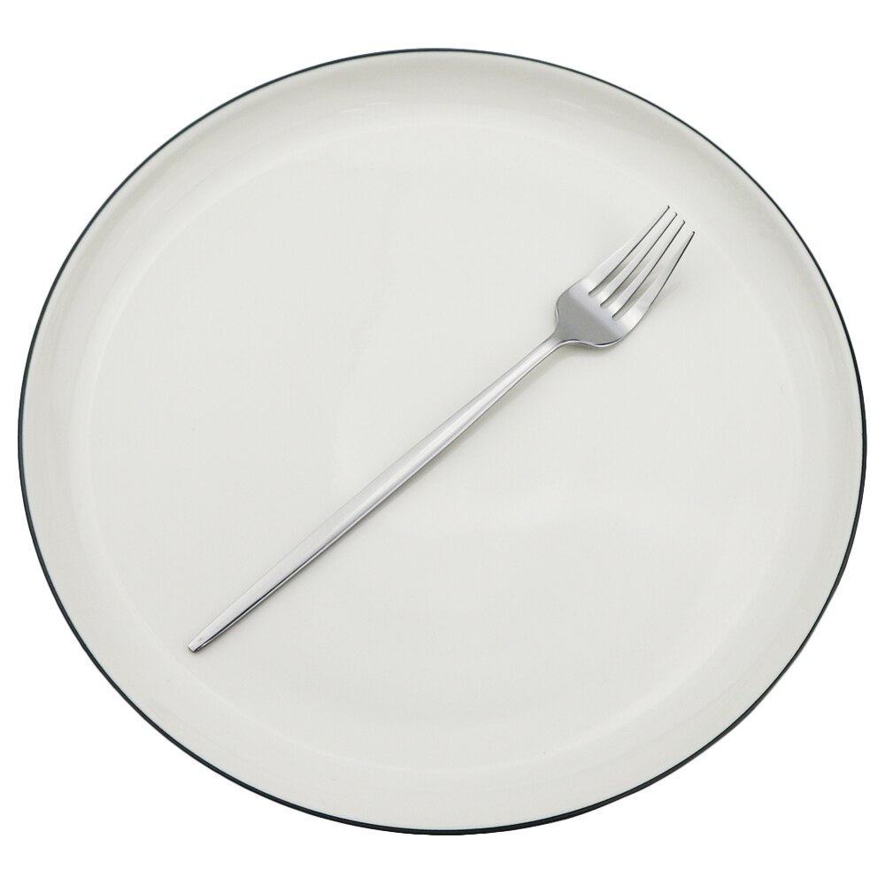 Silver Cutlery Set Stainless Steel Dinnerware Set Knife Dessert Fork Coffee Spoon Dinner Set Kitchen Tableware Silverware Set: 1Pcs Dessert Fork