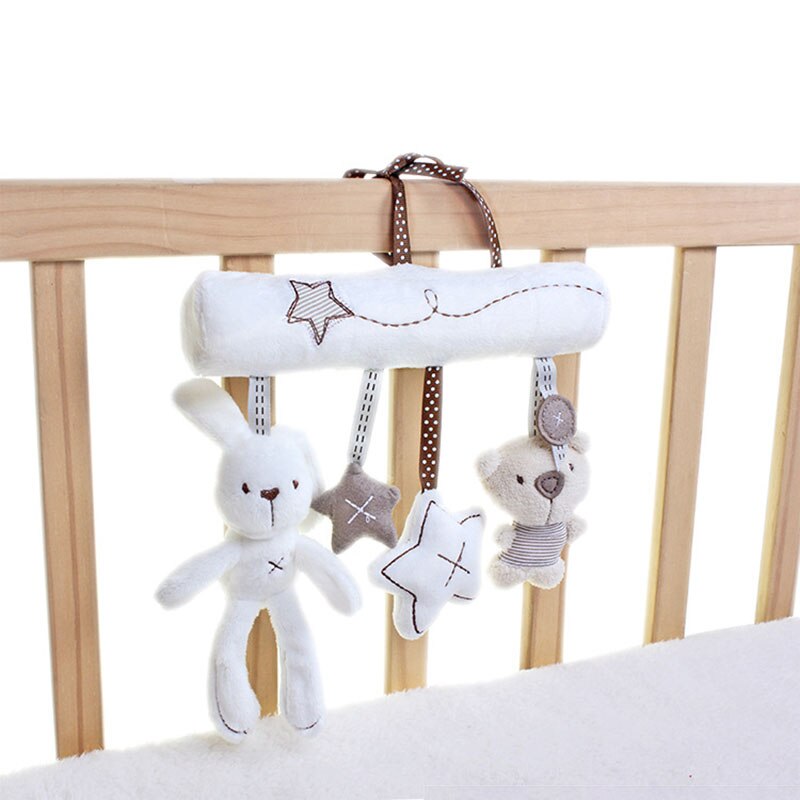 Baby Speelgoed Voor Wandelwagen Leuk Wit Konijn Baby Muziek Wieg Mobiele Bed Rond Pluche Speelgoed Voor Pasgeborenen Rammelaars Baby Speelgoed 0-24 Maand