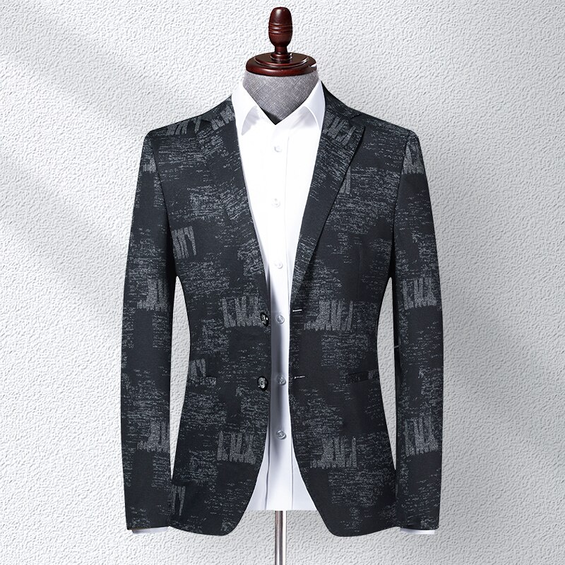 Spring Korean Blazer Jacket Men Knit Stretch Slim Fit Suit Coat Business Casual Single-breasted Blazer Masculino 4xl: LYL04 / XXXL