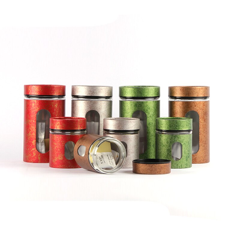 Xin jia yi verpakking thee glazen container plastic schroefdeksel met helder venster lege koffie gedroogd fruit trouwdozen