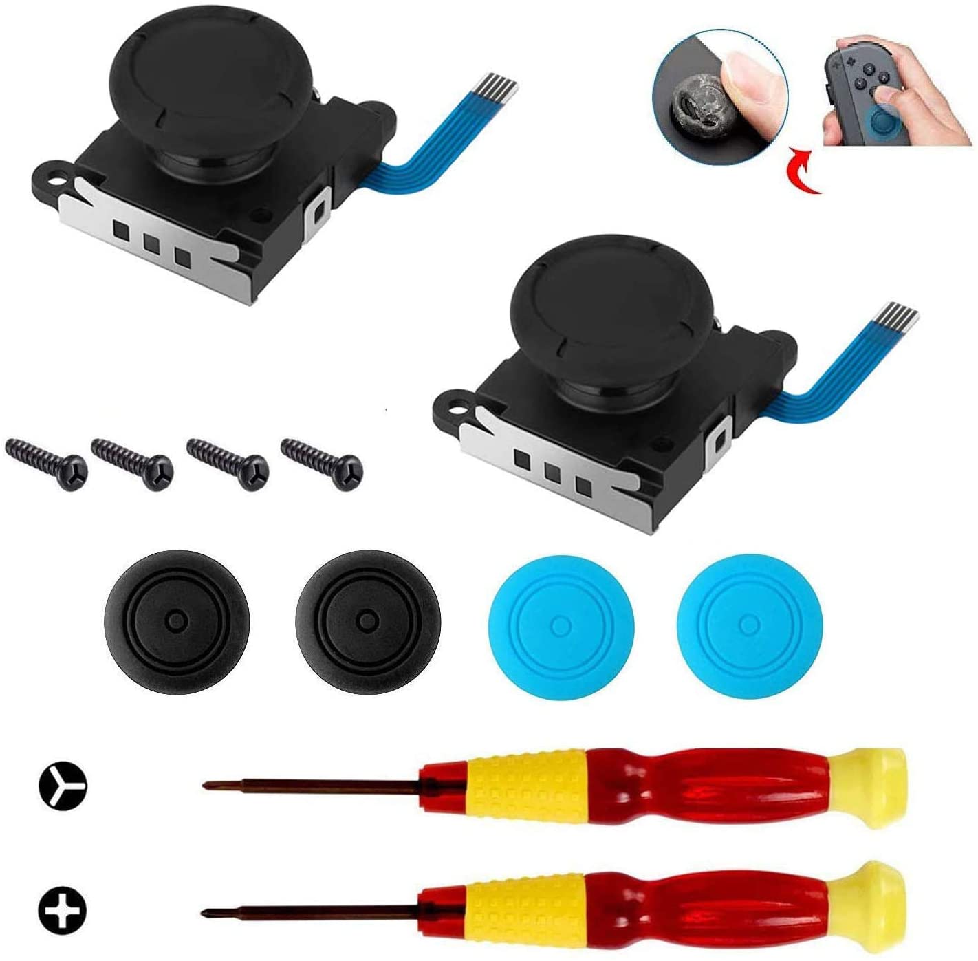 2-Pack 3D Joycon Joystick Vervanging Reparatie Kit Voor Nintend Schakelaar Vreugde-Con, professionele Onderdelen Met Analoge Joysticks