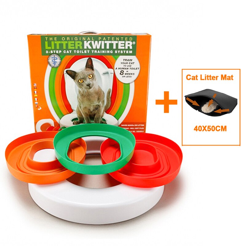 Kissan wc koulutuspakkaus muovinen lemmikkieläinten hiekkalaatikko tarjotinsarja pentu kissan puhdistus kouluttaja kissan koulutus ihmisen wc-istuin: Kuten kuva 2