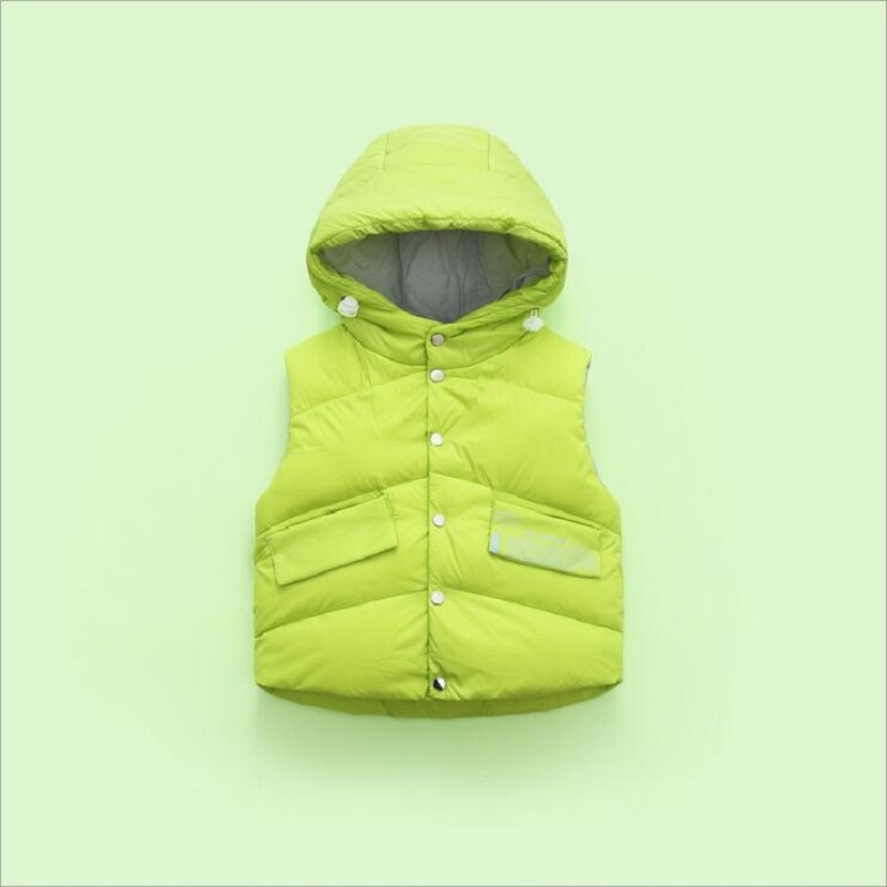 Winter Herfst Kinderen Vest Down Warm Hooded Baby Jongens Meisjes Vest Voor Kinderen Kleding Cartoon Down Vest Kids 3-8Y: green / 110  4T