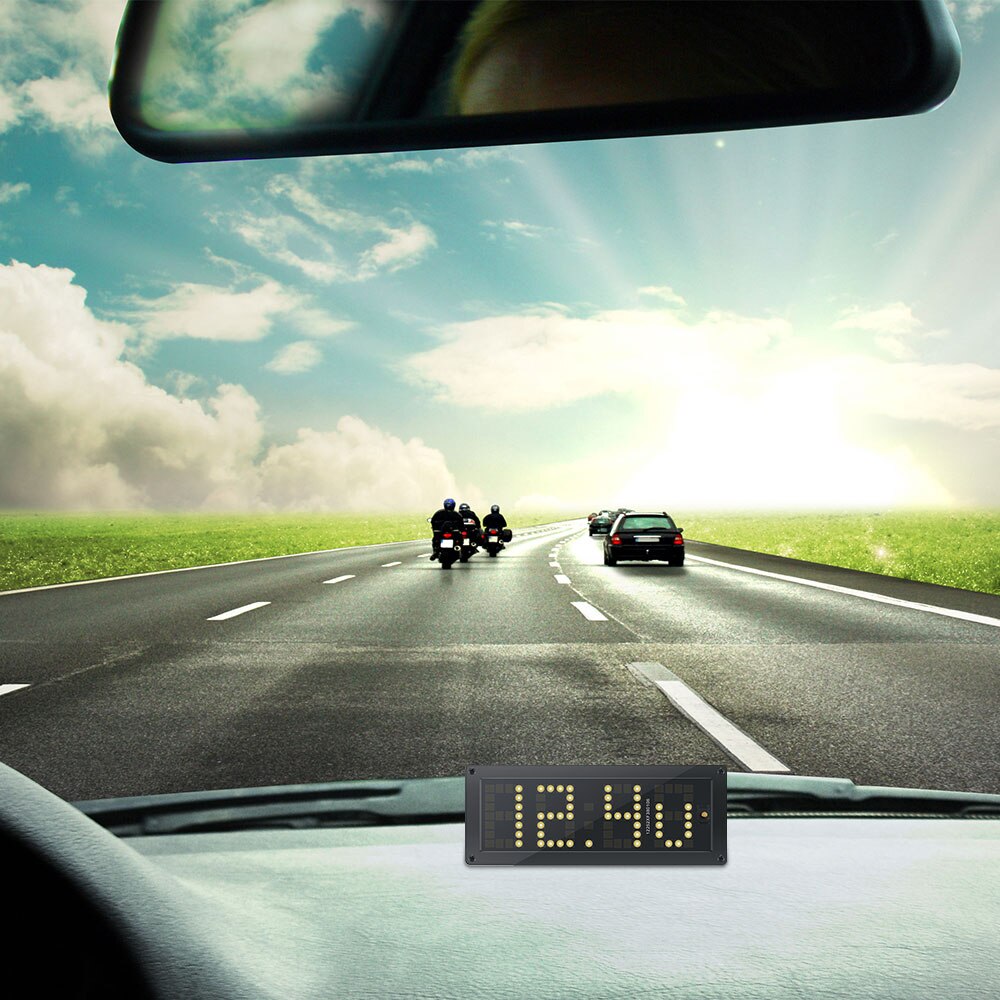 ALLOMN 3 in 1 Auto Elektronische Thermometer Spannung Auto Uhr leuchtend Ultra-Dünne Ajustable Voltmeter Hohe Präzision LED Uhr