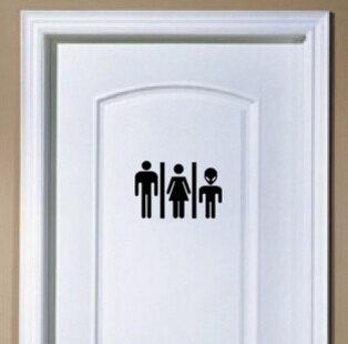 Funny Alien Toilet Door Sticker Decal Bathroom Door Sign Wall Stickers