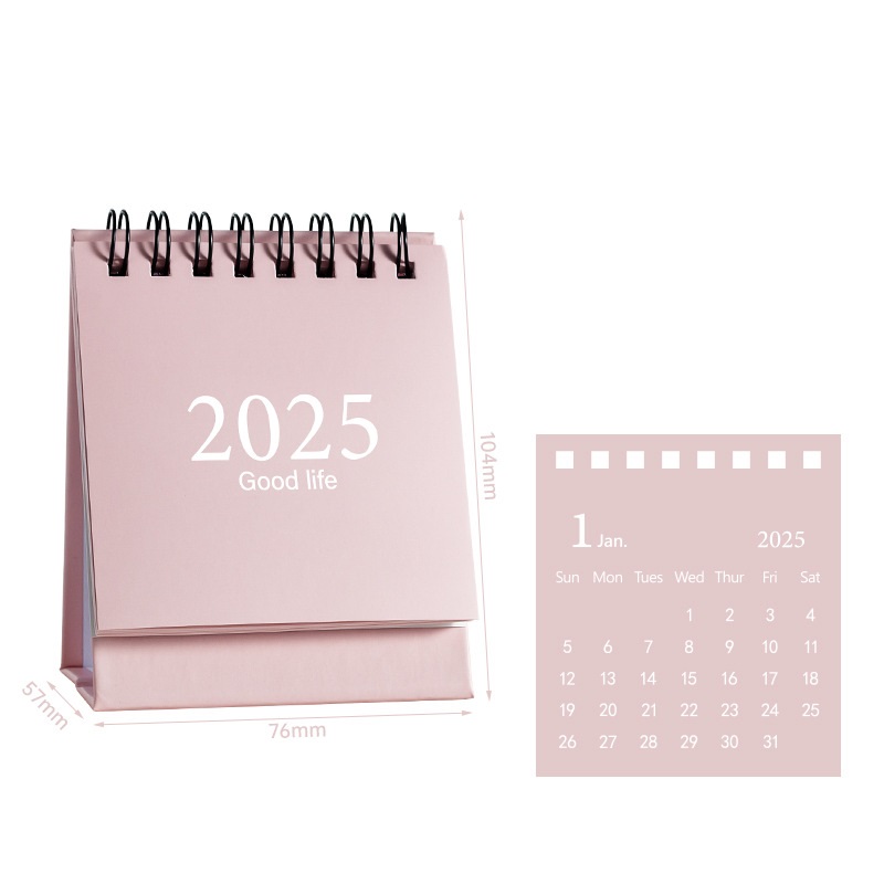 English Mini Desk Calendar Office Stationery Supplies Desktop Calendar With Stickers Daily Memo Calendar Planner: Red