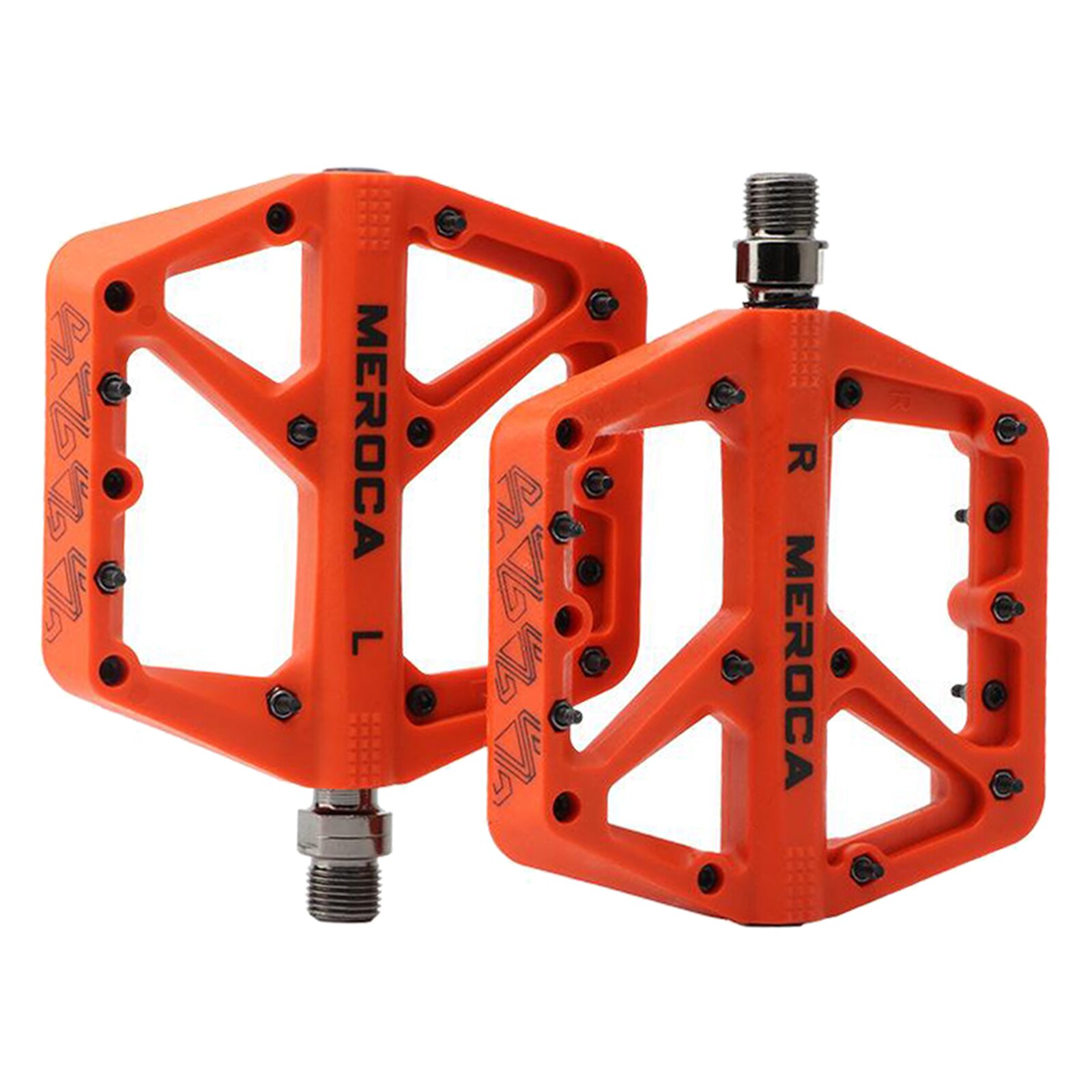 Bicycle Mountain Bike Pedals BMX Sealed Bearing 9/16'' Wide Platform Mongoose Part Platform Cleats Mini Peddles Stamp: Orange