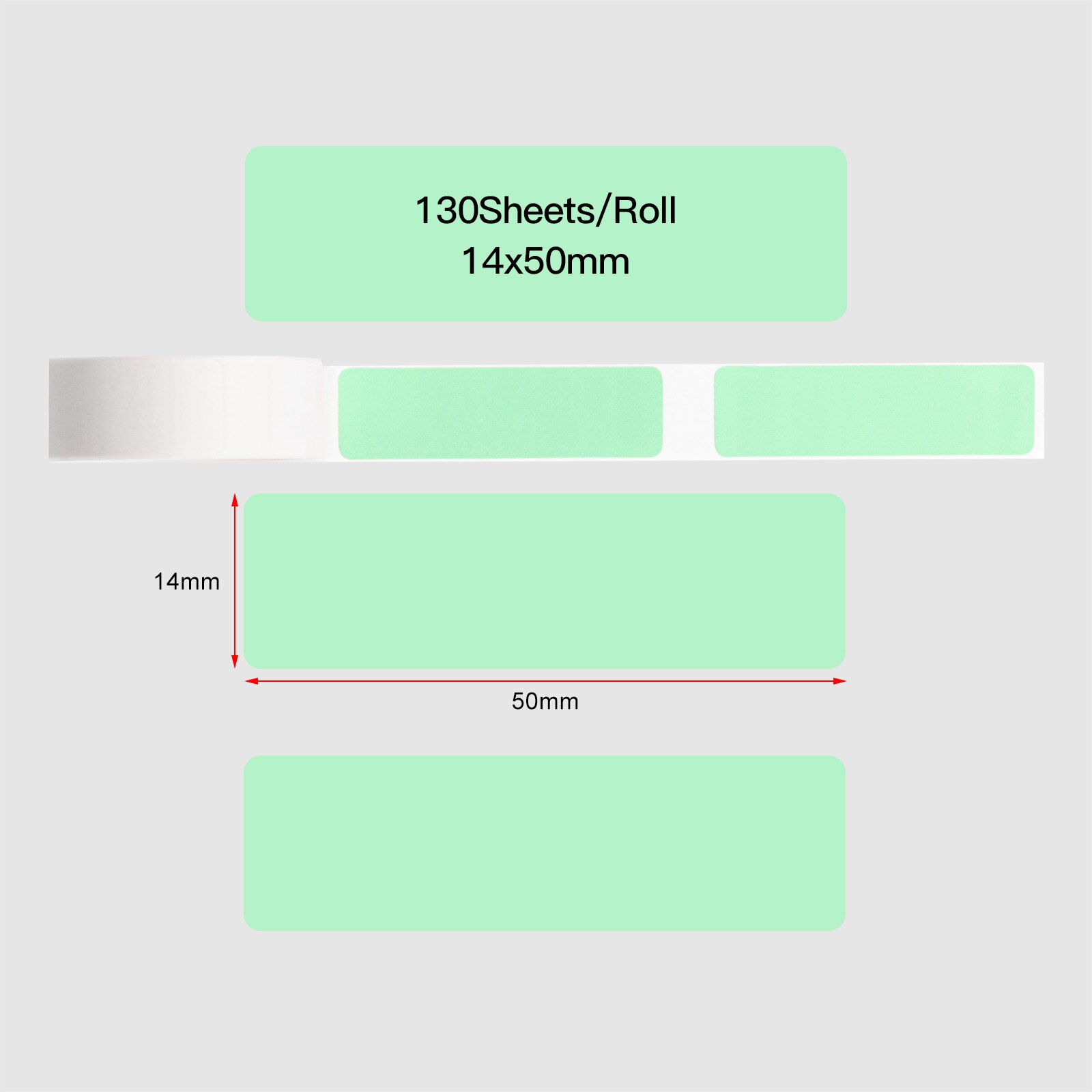 Aibecy Color Label Paper Self-Adhesive Thermal Paper Roll 14*50mm 130sheets/roll Compatible with Phomemo D30 Thermal Printer: Green