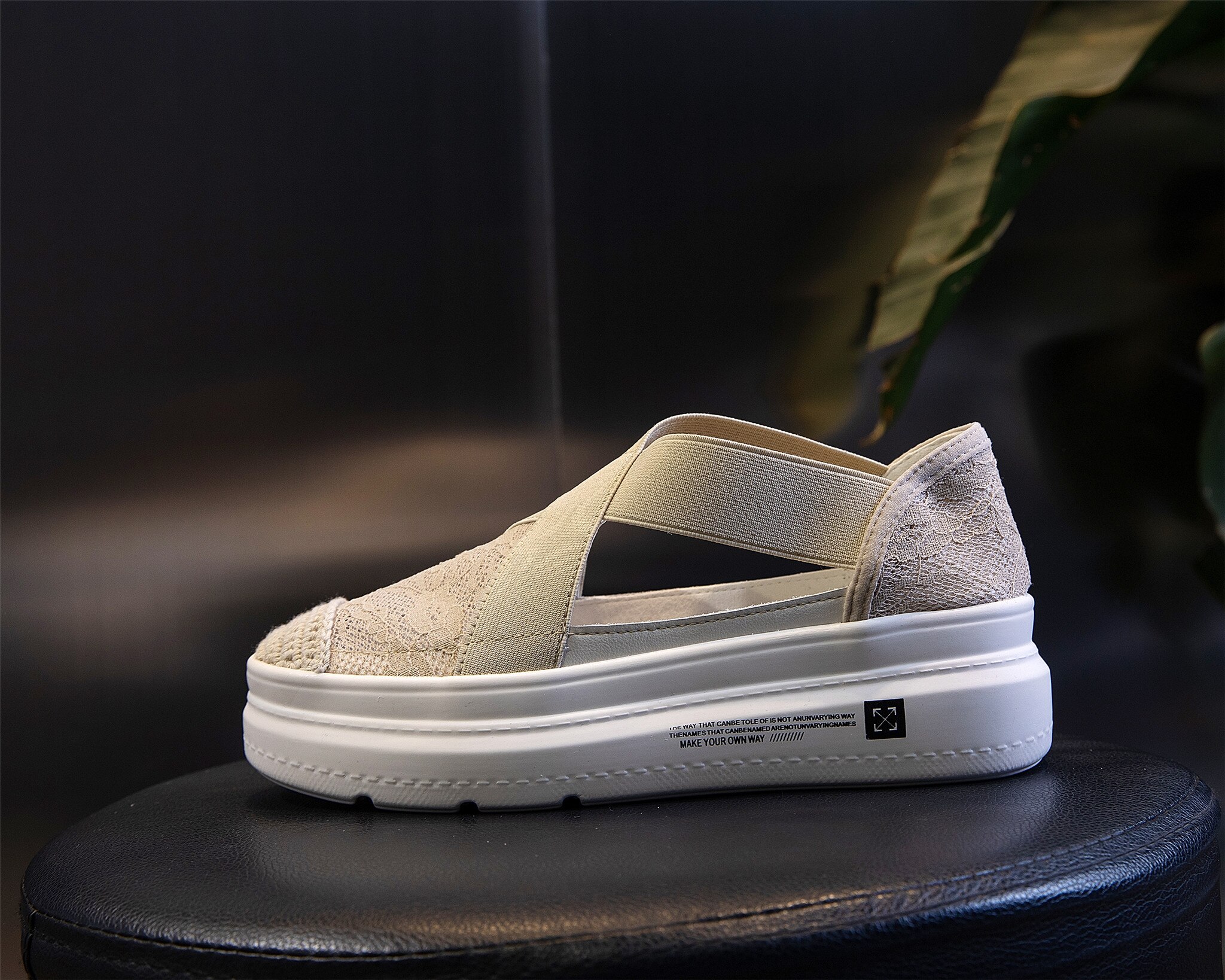 Junsrm kvinde sandaler blonder damesko elastik damesko fritidssko cement sandal kvindefodtøj femme sko sneakers: Beige / 9