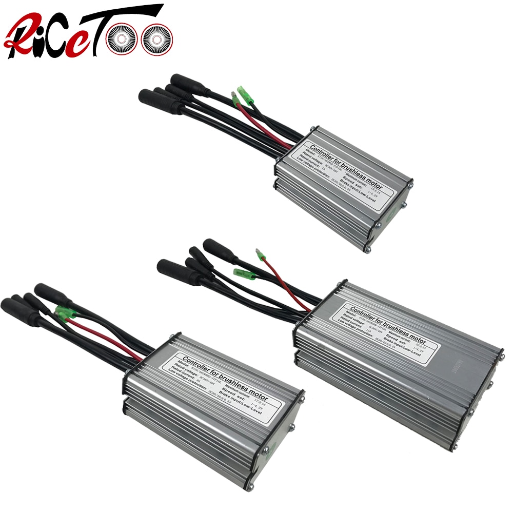 RICETOO-mando para bicicleta eléctrica, controlador de 36V/48V, Squarewave 15A/17A/22A para Ebike, Motor de 250W/350W/500W con enchufe de luz
