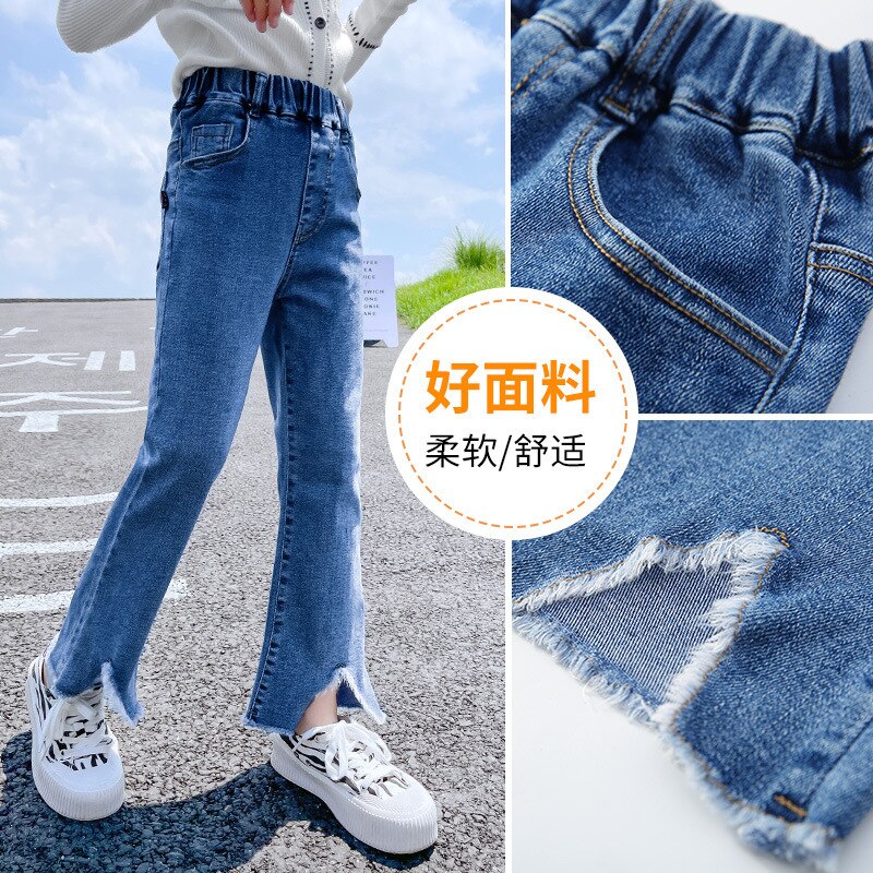 Pantalones vaqueros Acampanados para niñas Y niños, ropa informal de primavera Y otoño, coreana para adolescentes, 10, 12, 13, 14 Y