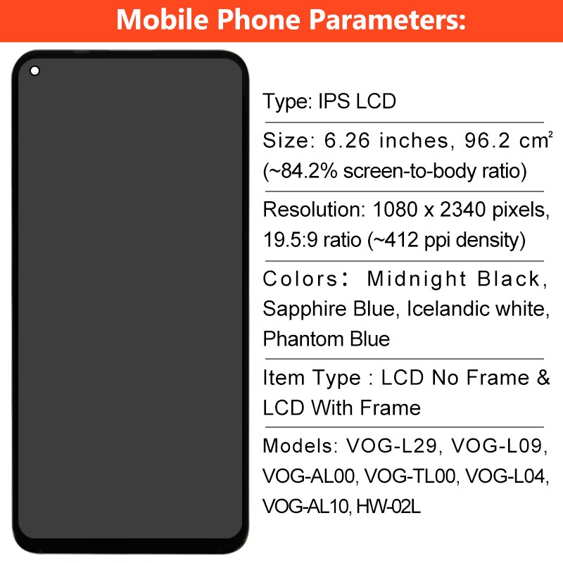 6.26 "Voor Huawei Honor 20 Lcd Touch Screen Digitizer Voor Huawei YAL-L21 YAL-L61A YAL-L71A Nova 5T Lcd vervangende Onderdelen