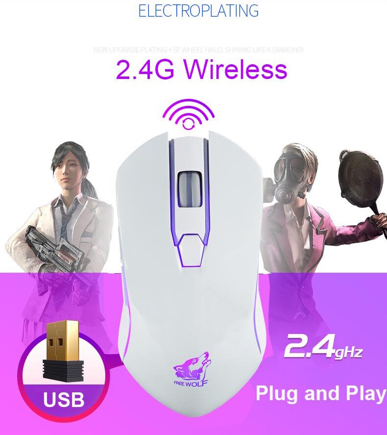 Freewolf X9 Wireless Mouse 1800 Dpi Ergonomic Optical Mouse Fast Move Gaming Mouse Computer Mouse for Laptop Pc