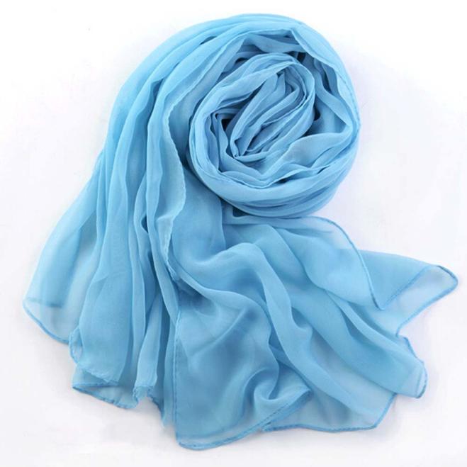 Women scarf Yellow Girls Women Long Soft Thin Wrap Lady Shawl Chiffon Scarf Beach Scarves#es:  Sky Blue