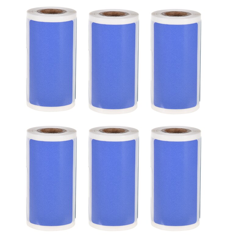 3 Rolls Direct Thermal Labels Self-Adhesive Thermal Paper Roll 2x1.2 Inch 100 Sheets For Peripage Paper Pocket Thermal Printer: 6 Rolls Blue