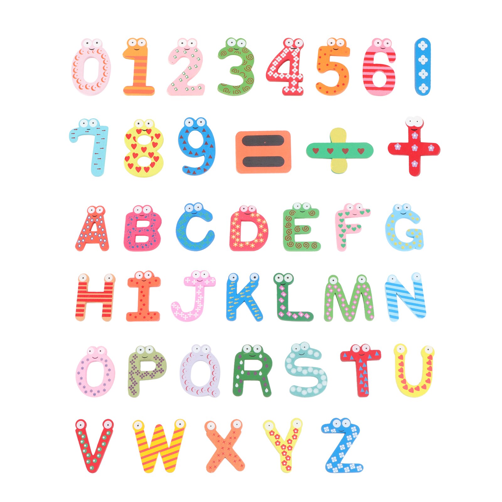 Wooden Cartoon Numbers Fridge Magnets Alphabet Refrigerator Magnet Magnetic Letters and Numbers Toys (Capital Letters Type +