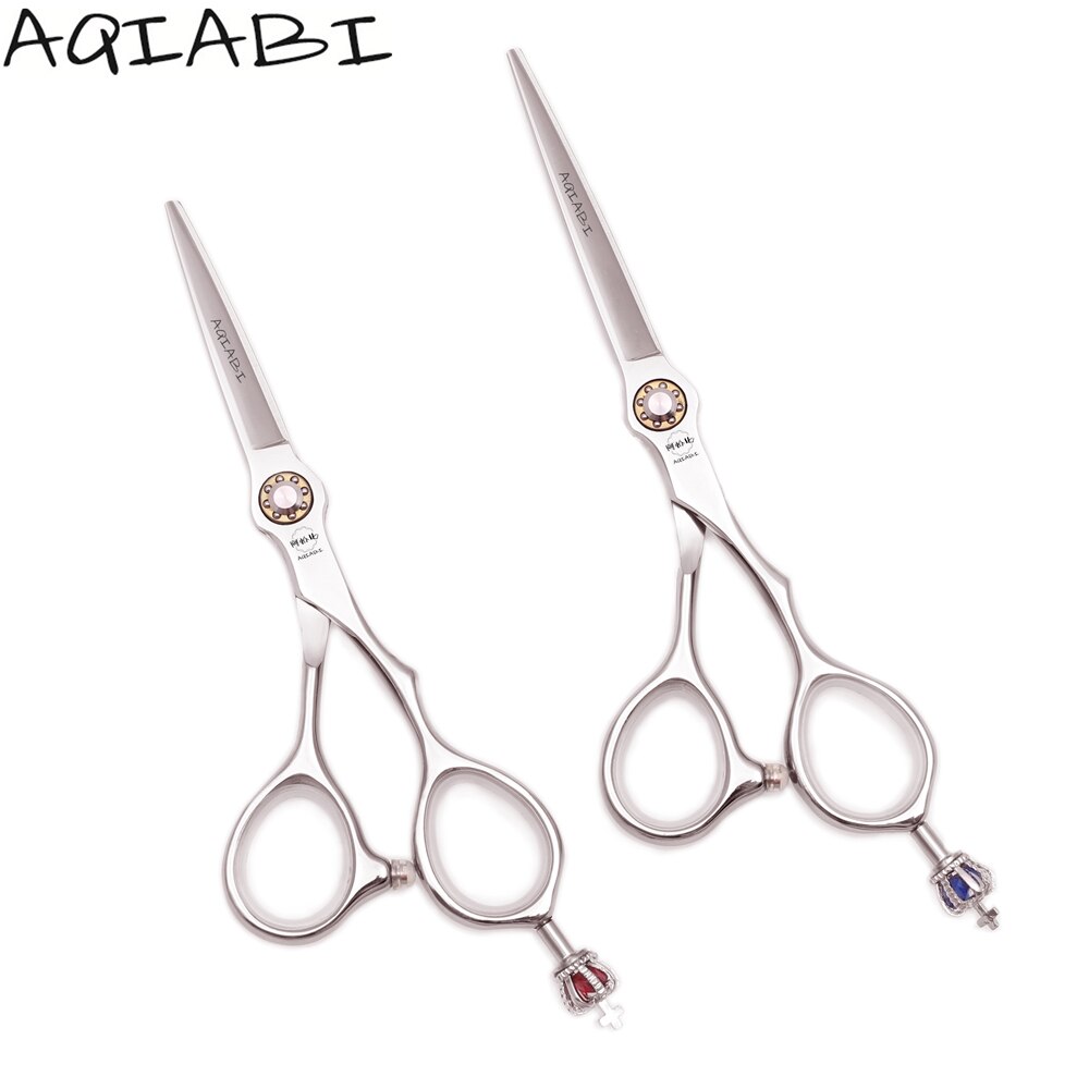 Barber Scissors 5.5" 6.0" Japanese Steel AQIABI Hair Cutting Scissors Hair Scissors Light Weight Crown Tail A9020