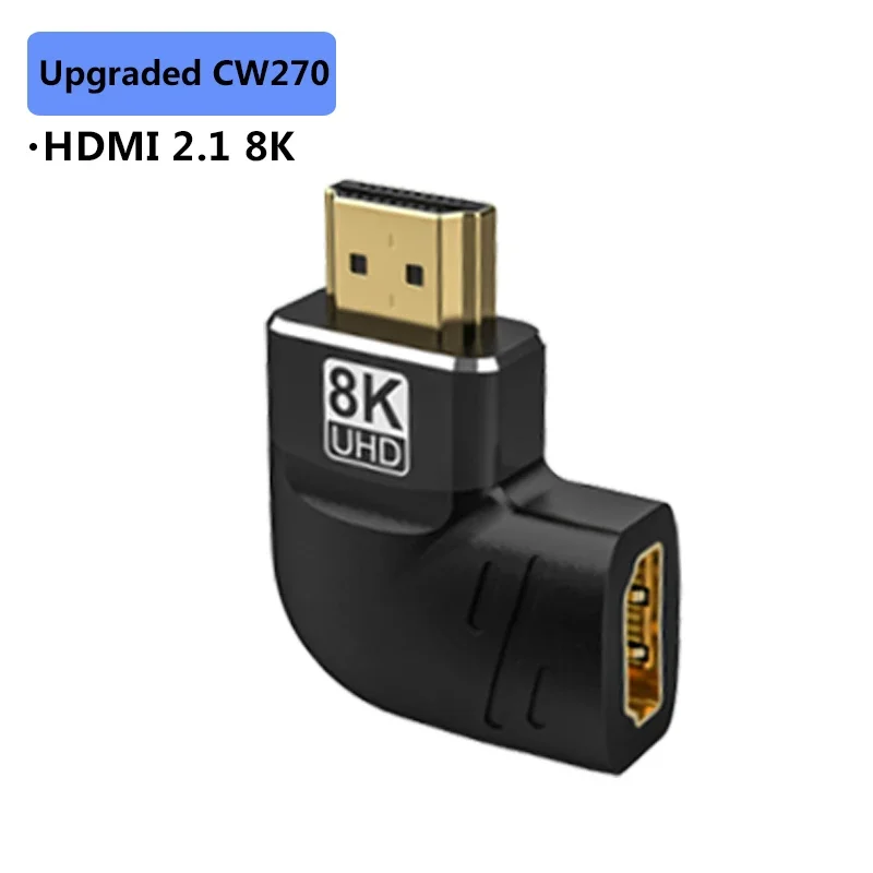 8K Hdmi 2.1 Adapter 90 270 Graden Rechte Hoek Man Naar Vrouw Converter Hdmi Kabel Verlengstuk Connector Voor Tv Laptop Pc Monitor: WHITE
