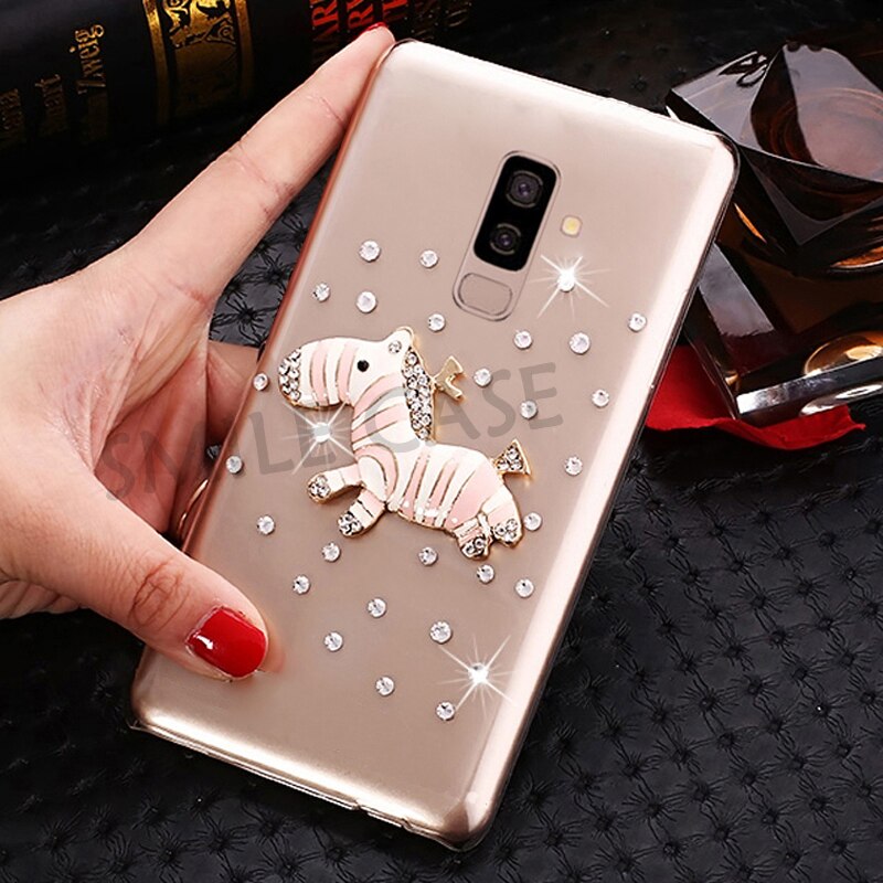 Sourire étui pour samsung galaxy J8 Funda 6.0 pouces clair en plastique strass étui pour samsung galaxy J8 couverture Capa